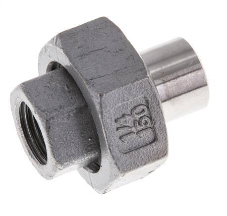 Unión Conector Recto Rp1/4'' Hembra x 13.5mm Extremo Soldar Acero Inoxidable Junta Plana PTFE 150bar (2107.5psi)