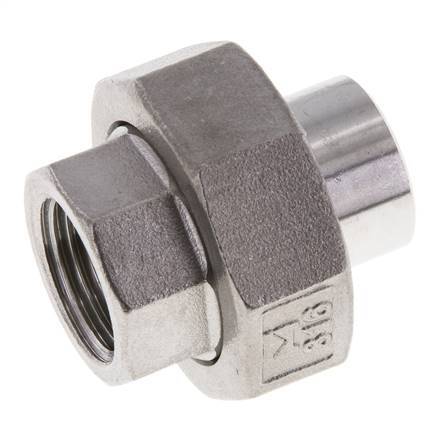Union Straight Connector Rp1/2'' Female x 21.3mm Weld End Stainless Steel Flat Seal PTFE 150bar (2107.5psi)