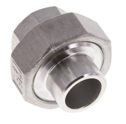 Union Straight Connector Rp1/2'' Female x 21.3mm Weld End Stainless Steel Flat Seal PTFE 150bar (2107.5psi)