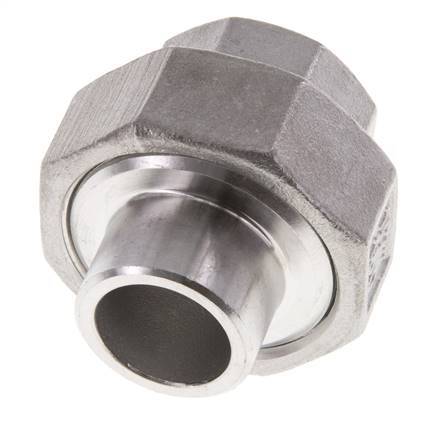 Union Straight Connector Rp1/2'' Female x 21.3mm Weld End Stainless Steel Flat Seal PTFE 150bar (2107.5psi)