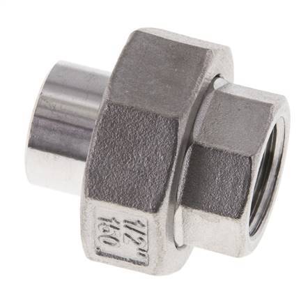 Union Straight Connector Rp1/2'' Female x 21.3mm Weld End Stainless Steel Flat Seal PTFE 150bar (2107.5psi)