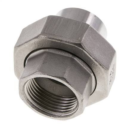 Unión Conector Recto Rp3/8'' Hembra x 17.2mm Extremo Soldar Acero Inoxidable Junta Plana PTFE 150bar (2107.5psi)