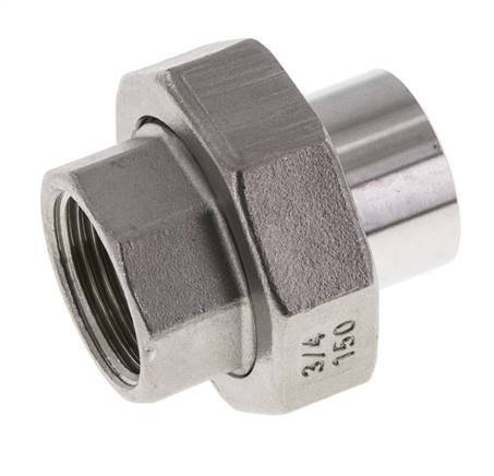 Unión Conector Recto Rp3/8'' Hembra x 17.2mm Extremo Soldar Acero Inoxidable Junta Plana PTFE 150bar (2107.5psi)