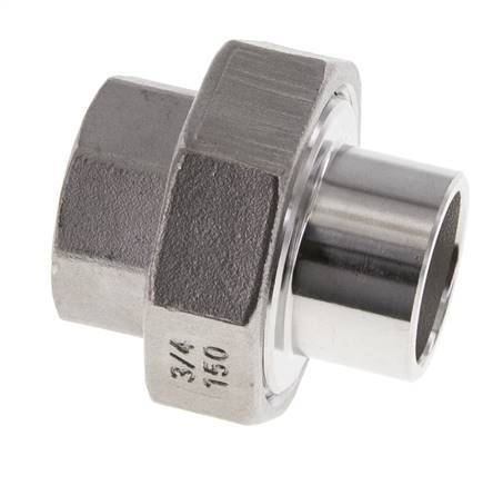 Unión Conector Recto Rp3/8'' Hembra x 17.2mm Extremo Soldar Acero Inoxidable Junta Plana PTFE 150bar (2107.5psi)