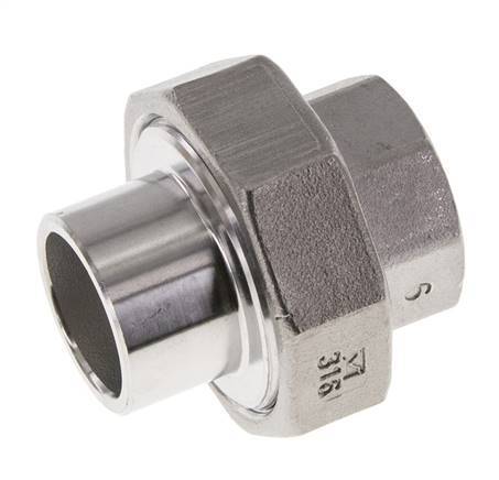 Unión Conector Recto Rp3/8'' Hembra x 17.2mm Extremo Soldar Acero Inoxidable Junta Plana PTFE 150bar (2107.5psi)