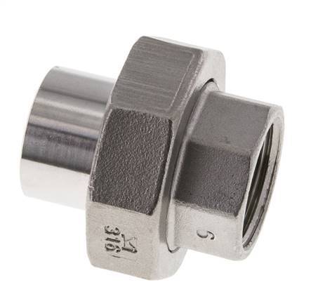 Unión Conector Recto Rp3/8'' Hembra x 17.2mm Extremo Soldar Acero Inoxidable Junta Plana PTFE 150bar (2107.5psi)