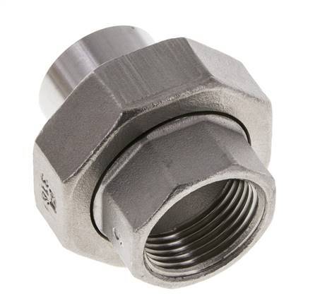 Unión Conector Recto Rp3/8'' Hembra x 17.2mm Extremo Soldar Acero Inoxidable Junta Plana PTFE 150bar (2107.5psi)