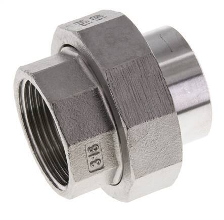 Unión Conector Recto Rp1 1/4'' Hembra x 42.4mm Extremo Soldar Acero Inoxidable Junta Plana PTFE 150bar (2107.5psi)