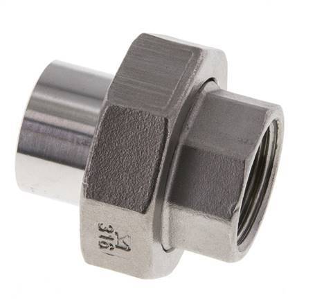 Union Straight Connector Rp3/4'' Female x 26.9mm Weld End Stainless Steel Flat Seal PTFE 150bar (2107.5psi)