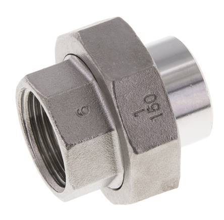 Union Straight Connector Rp1'' Female x 33.7mm Weld End Stainless Steel Flat Seal PTFE 150bar (2107.5psi)