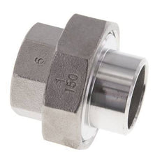 Racor recto de unión Rp1'' Hembra x 33,7mm Extremo para soldar Acero inoxidable Junta plana PTFE 150bar (2107,5psi)