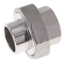 Racor recto de unión Rp1'' Hembra x 33,7mm Extremo para soldar Acero inoxidable Junta plana PTFE 150bar (2107,5psi)