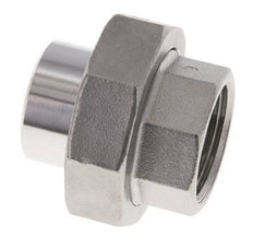 Racor recto de unión Rp1'' Hembra x 33,7mm Extremo para soldar Acero inoxidable Junta plana PTFE 150bar (2107,5psi)