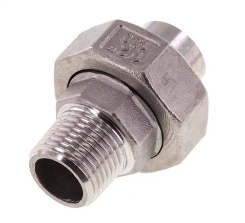 Racor recto de unión R1/2'' Macho x 21,3 mm Extremo para soldar Junta cónica de acero inoxidable 16bar (224,8psi)