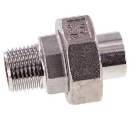 Racor recto de unión R1/2'' Macho x 21,3 mm Extremo para soldar Junta cónica de acero inoxidable 16bar (224,8psi)