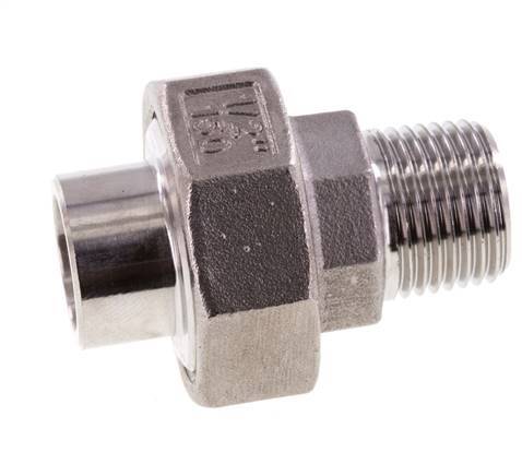 Racor recto de unión R1/2'' Macho x 21,3 mm Extremo para soldar Junta cónica de acero inoxidable 16bar (224,8psi)