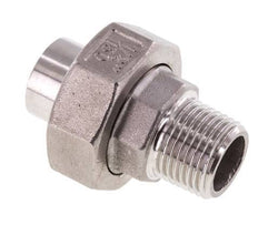 Racor recto de unión R1/2'' Macho x 21,3 mm Extremo para soldar Junta cónica de acero inoxidable 16bar (224,8psi)