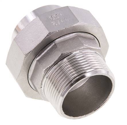 Racor recto de unión R1 1/2'' Macho x 48,3mm Extremo para soldar Junta cónica de acero inoxidable 16bar (224,8psi)