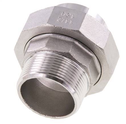 Racor recto de unión R1 1/2'' Macho x 48,3mm Extremo para soldar Junta cónica de acero inoxidable 16bar (224,8psi)