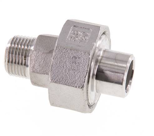 Union Straight Connector R3/8'' Male x 17.2mm Weld End Stainless Steel Conical Seal 16bar (224.8psi)