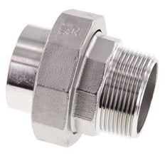 Racor recto de unión R1 1/2'' Macho x 48,3mm Extremo para soldar Acero inoxidable Junta plana PTFE 16bar (224,8psi)