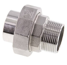 Racor recto de unión R1 1/4'' Macho x 42,4mm Extremo para soldar Acero inoxidable Junta plana PTFE 16bar (224,8psi)