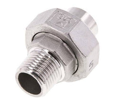 Racor recto de unión R1/2'' Macho x 21,3mm Extremo para soldar Acero inoxidable Junta plana PTFE 16bar (224,8psi)