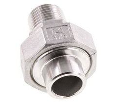 Racor recto de unión R1/2'' Macho x 21,3mm Extremo para soldar Acero inoxidable Junta plana PTFE 16bar (224,8psi)