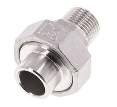 Racor recto de unión R1/2'' Macho x 21,3mm Extremo para soldar Acero inoxidable Junta plana PTFE 16bar (224,8psi)