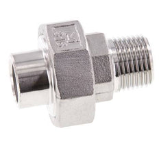 Racor recto de unión R1/2'' Macho x 21,3mm Extremo para soldar Acero inoxidable Junta plana PTFE 16bar (224,8psi)