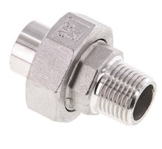 Racor recto de unión R1/2'' Macho x 21,3mm Extremo para soldar Acero inoxidable Junta plana PTFE 16bar (224,8psi)