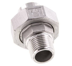 Racor recto de unión R1/2'' Macho x 21,3mm Extremo para soldar Acero inoxidable Junta plana PTFE 16bar (224,8psi)