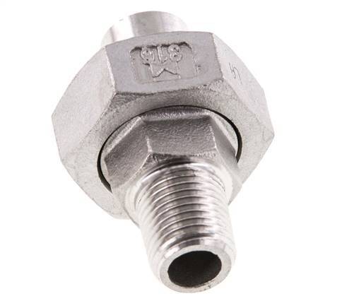 Union Straight Connector R1/4'' Male x 13.5mm Weld End Stainless Steel Flat Seal PTFE 16bar (224.8psi)