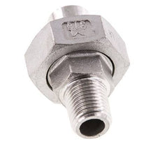 Union Straight Connector R1/4'' Male x 13.5mm Weld End Stainless Steel Flat Seal PTFE 16bar (224.8psi)