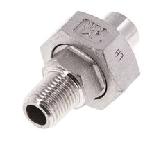 Racor recto de unión R1/4'' Macho x 13,5mm Extremo para soldar Acero inoxidable Junta plana PTFE 16bar (224,8psi)