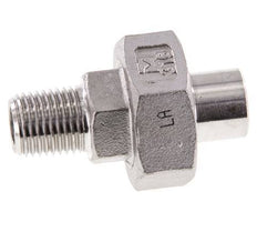 Racor recto de unión R1/4'' Macho x 13,5mm Extremo para soldar Acero inoxidable Junta plana PTFE 16bar (224,8psi)