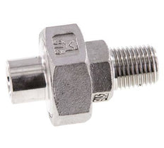 Racor recto de unión R1/4'' Macho x 13,5mm Extremo para soldar Acero inoxidable Junta plana PTFE 16bar (224,8psi)