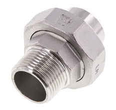 Racor recto de unión R1'' Macho x 33,7mm Extremo para soldar Acero inoxidable Junta plana PTFE 16bar (224,8psi)