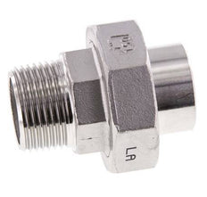 Racor recto de unión R1'' Macho x 33,7mm Extremo para soldar Acero inoxidable Junta plana PTFE 16bar (224,8psi)