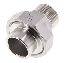 Union Straight Connector R1'' Male x 33.7mm Weld End Stainless Steel Flat Seal PTFE 16bar (224.8psi)