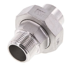 Racor recto de unión R3/4'' Macho x 26,9 mm Extremo para soldar Acero inoxidable Junta plana PTFE 16bar (224,8psi)