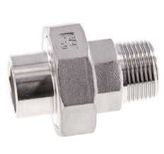 Racor recto de unión R3/4'' Macho x 26,9 mm Extremo para soldar Acero inoxidable Junta plana PTFE 16bar (224,8psi)