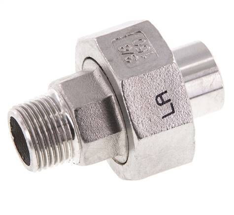 Racor recto de unión R3/8'' Macho x 17,2mm Extremo para soldar Acero inoxidable Junta plana PTFE 16bar (224,8psi)