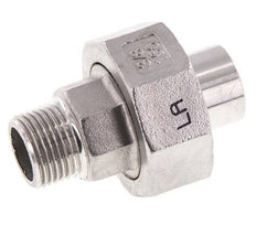 Racor recto de unión R3/8'' Macho x 17,2mm Extremo para soldar Acero inoxidable Junta plana PTFE 16bar (224,8psi)