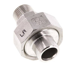 Racor recto de unión R3/8'' Macho x 17,2mm Extremo para soldar Acero inoxidable Junta plana PTFE 16bar (224,8psi)