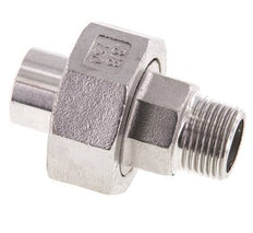 Racor recto de unión R3/8'' Macho x 17,2mm Extremo para soldar Acero inoxidable Junta plana PTFE 16bar (224,8psi)