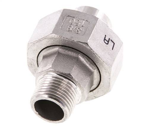 Racor recto de unión R3/8'' Macho x 17,2mm Extremo para soldar Acero inoxidable Junta plana PTFE 16bar (224,8psi)