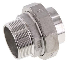 Racor recto de unión R2'' Macho x 60,3mm Extremo para soldar Acero inoxidable Junta plana PTFE 16bar (224,8psi)