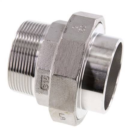 Racor recto de unión R2'' Macho x 60,3mm Extremo para soldar Acero inoxidable Junta plana PTFE 16bar (224,8psi)