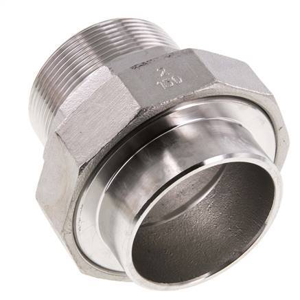 Racor recto de unión R2'' Macho x 60,3mm Extremo para soldar Acero inoxidable Junta plana PTFE 16bar (224,8psi)